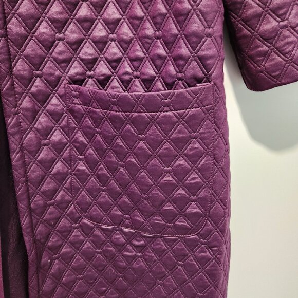 Carole Wren 3/4 Sleeve Open Front Quilted Purple Long Duster Jacket - Large - Picture 5 of 10